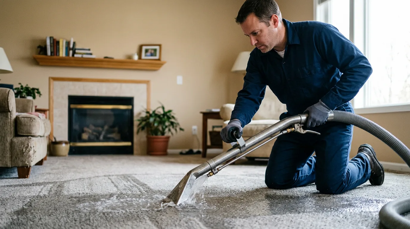 Water damage restoration technician working near Glen Oaks, NY